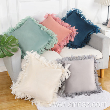 New velvet tassel piping cushion cover